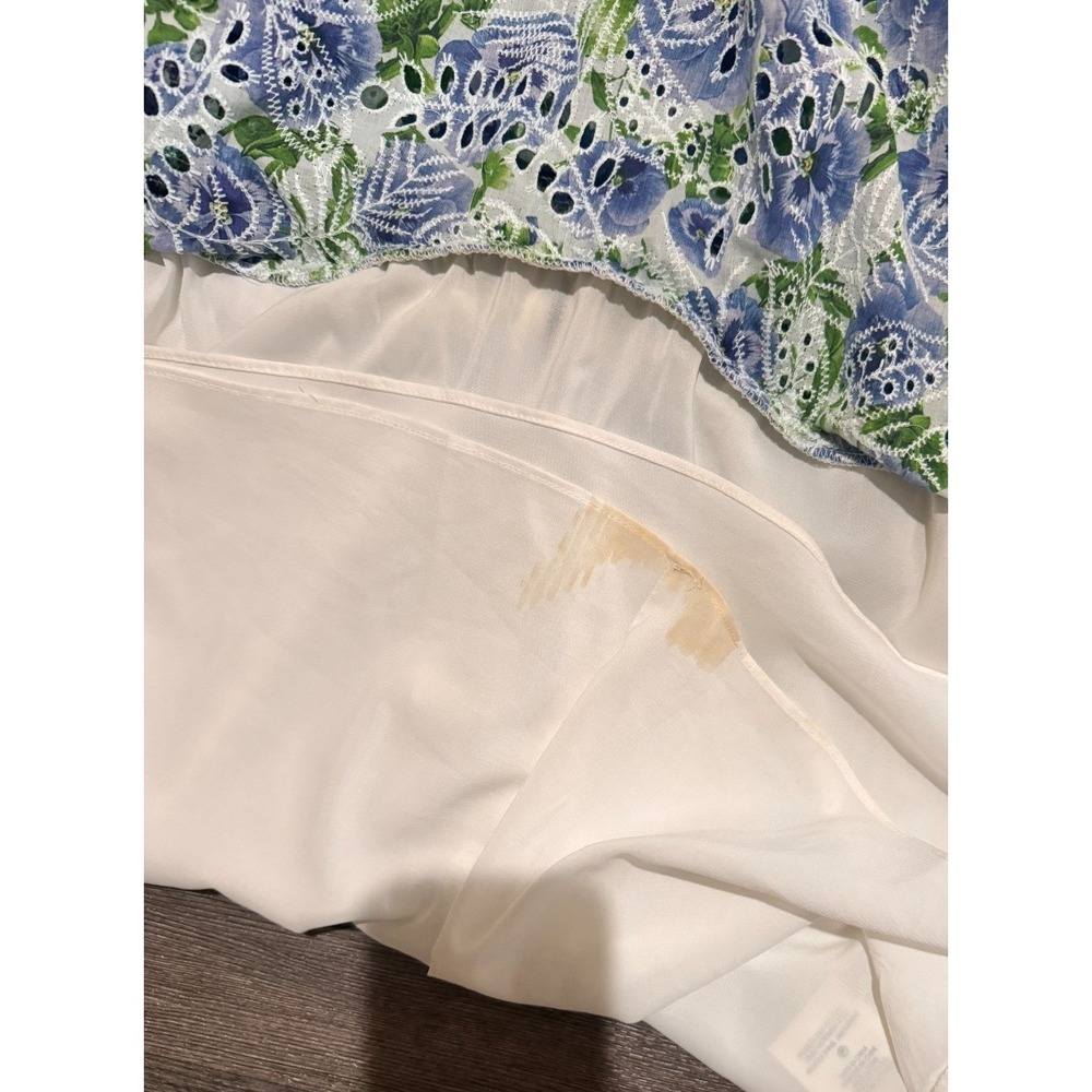 Alice & Olivia Mini dress size 2 Small Crawford Eyelet Floral Puff Sleeve FLAWED - Picture 10 of 10